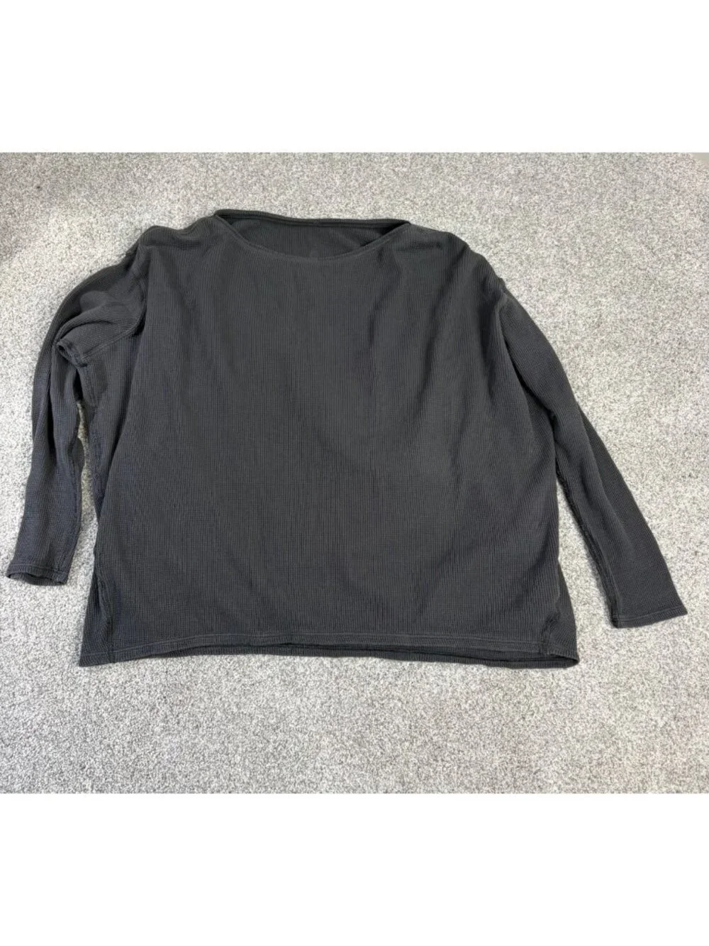 Lululemon Back in Action Waffle Sweatshirt Graphite Gray no Tag 6 8 Long Sleeve